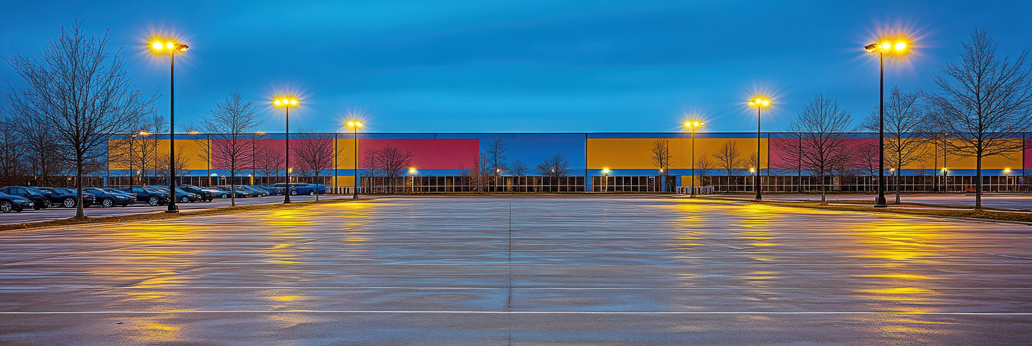 lights in a commercial parking lot